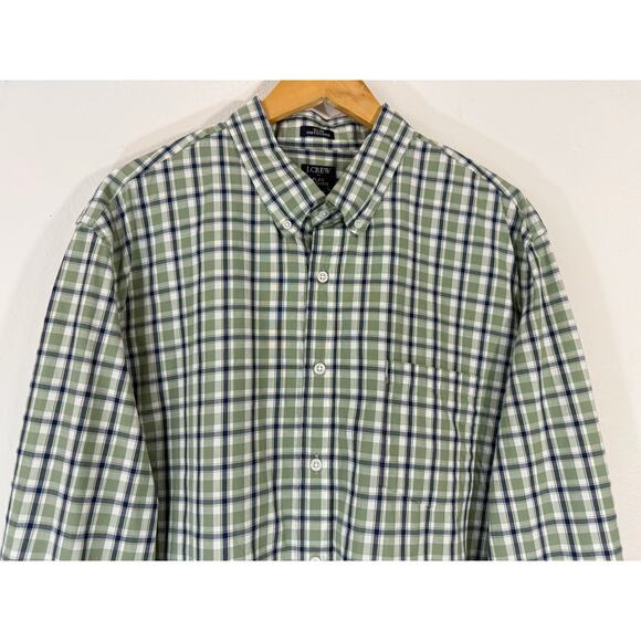 J.Crew Men’s XXL Slim Untucked Flex Washed Green Plaid Long Sleeve Shirt NWT - Picture 3 of 7